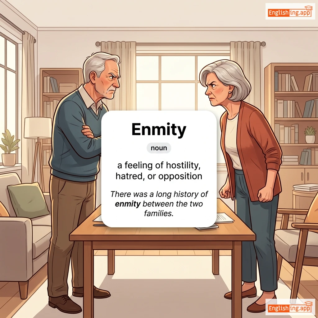 Enmity definition card — visual illustration of the meaning