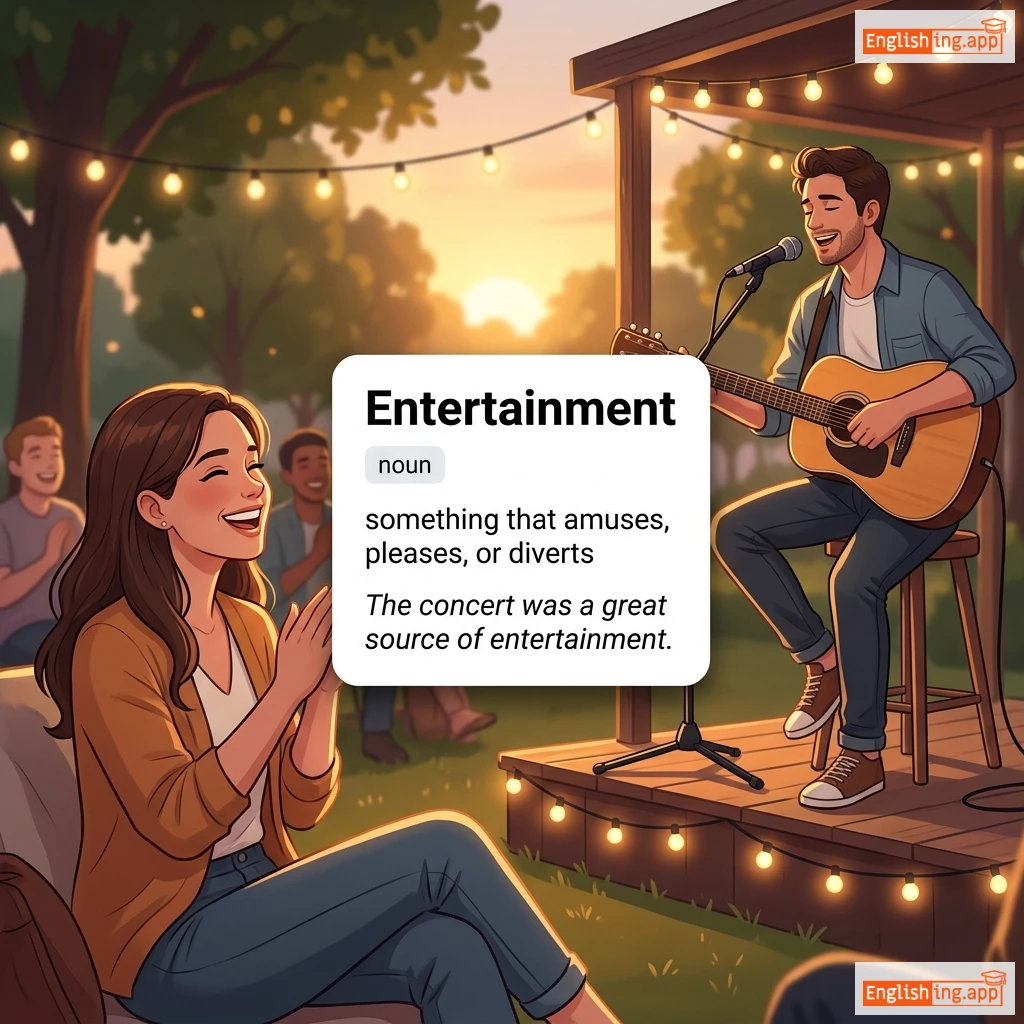 Entertainment definition card — visual illustration of the meaning