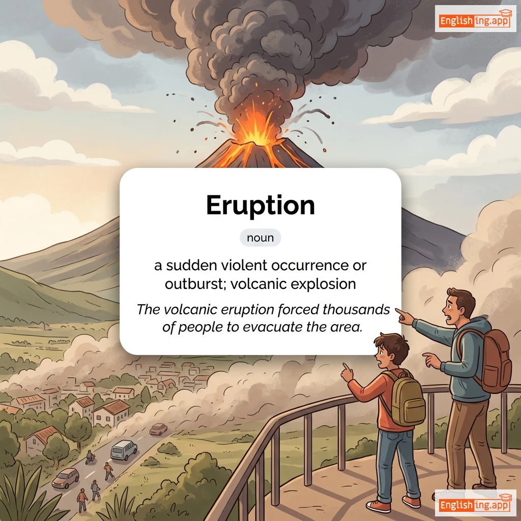 Eruption definition card — visual illustration of the meaning