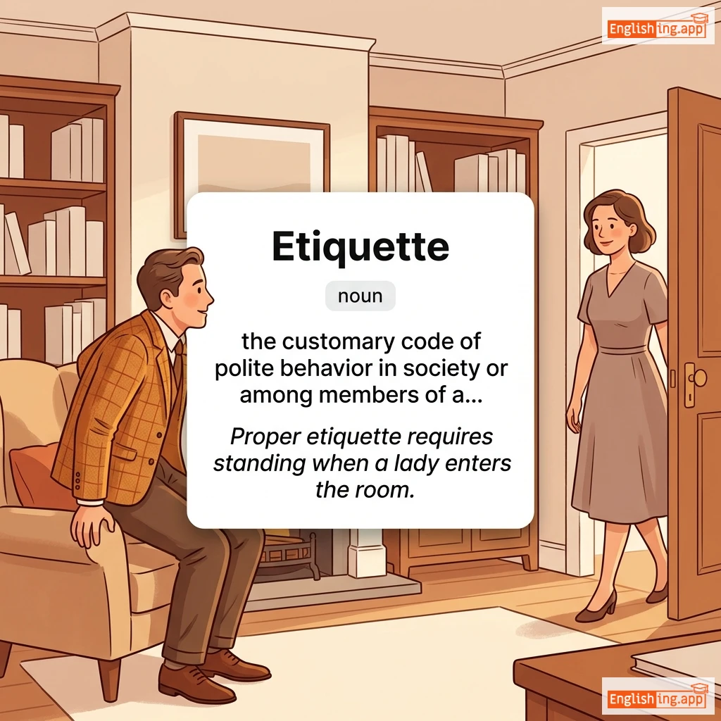 Etiquette definition card — visual illustration of the meaning