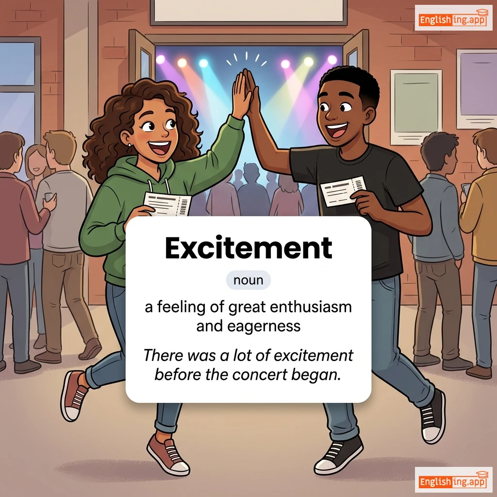Excitement definition card — visual illustration of the meaning