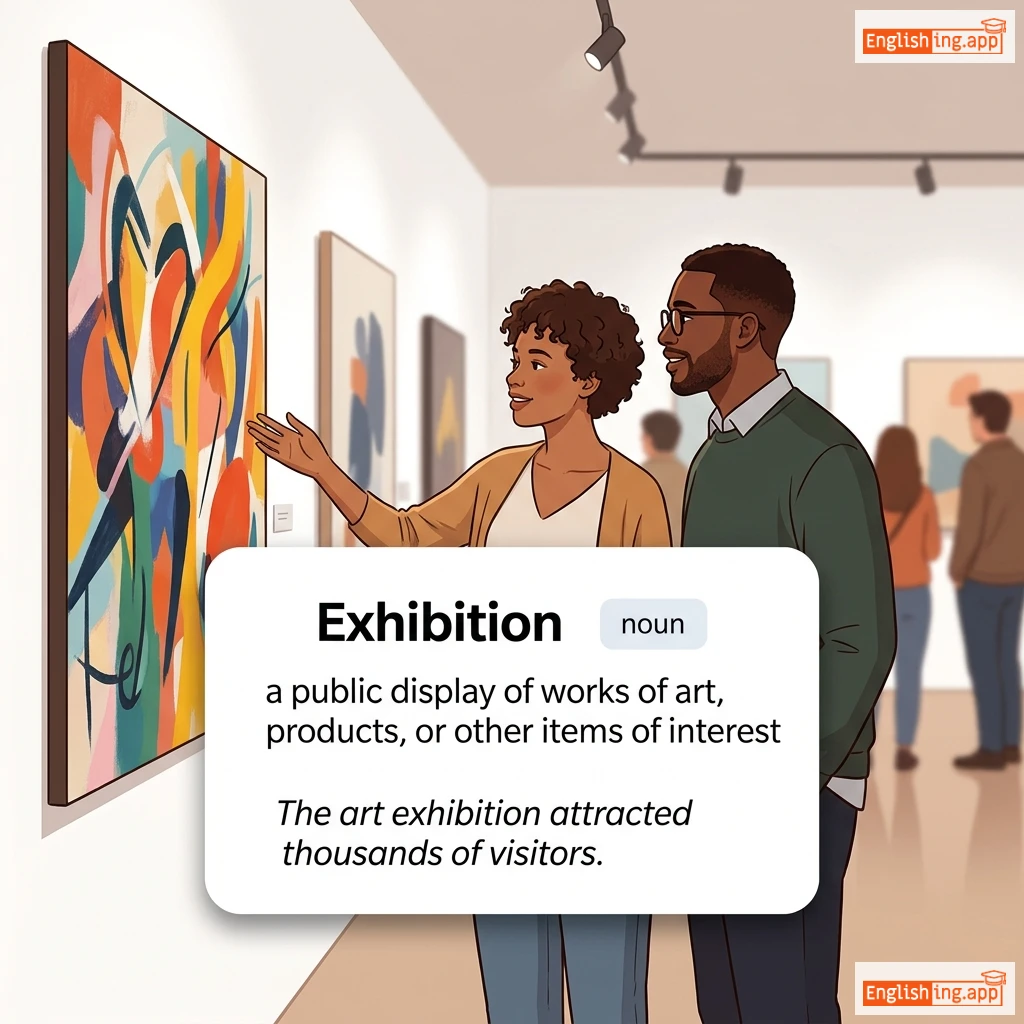 Exhibition definition card — visual illustration of the meaning