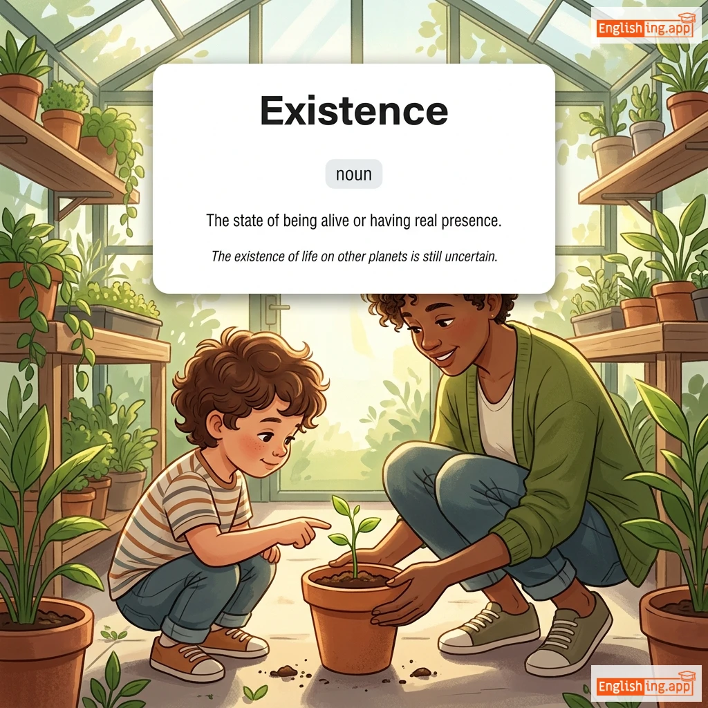 Existence definition card — visual illustration of the meaning