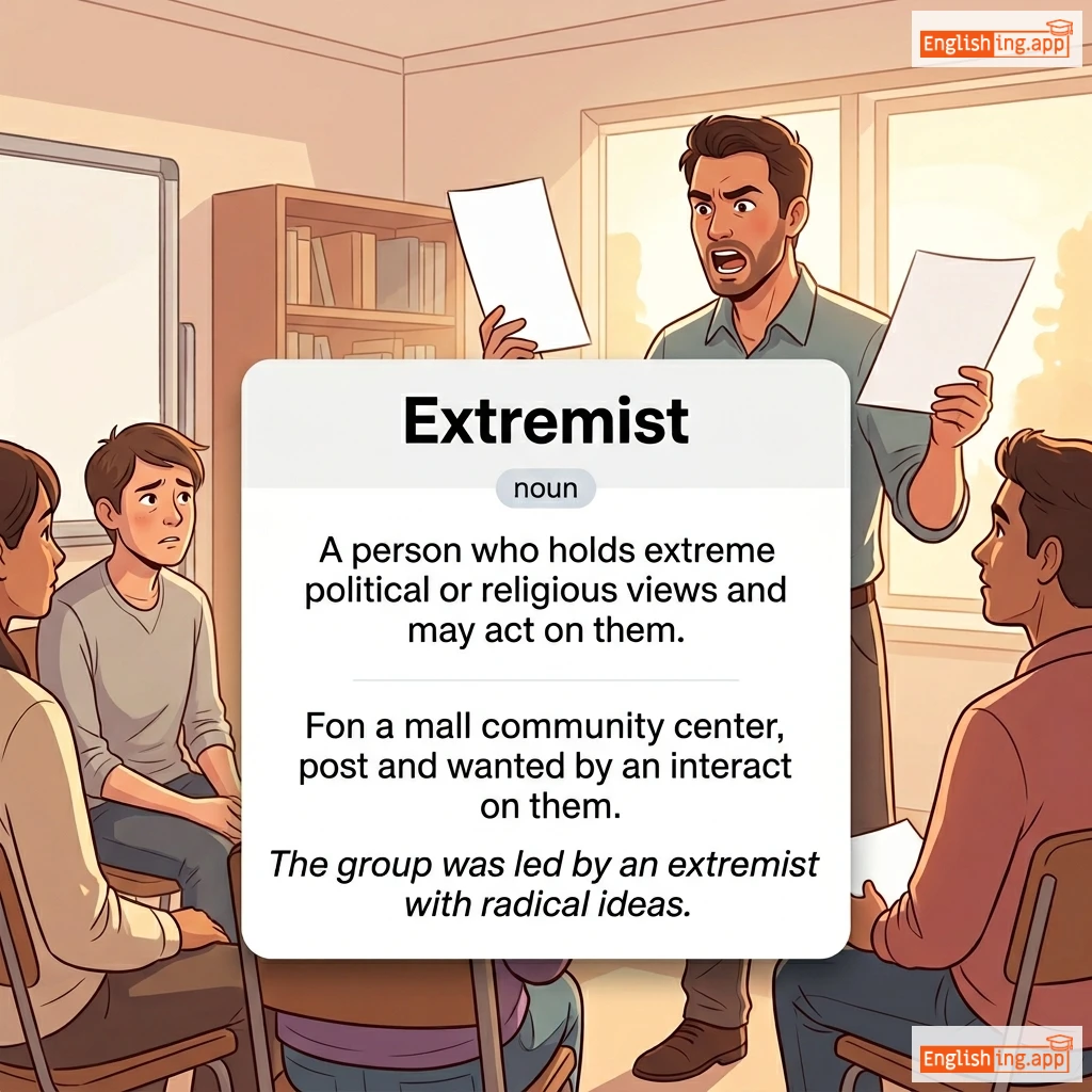 Extremist definition card — visual illustration of the meaning