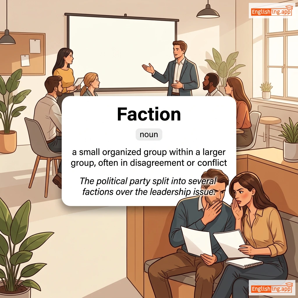 Faction definition card — visual illustration of the meaning