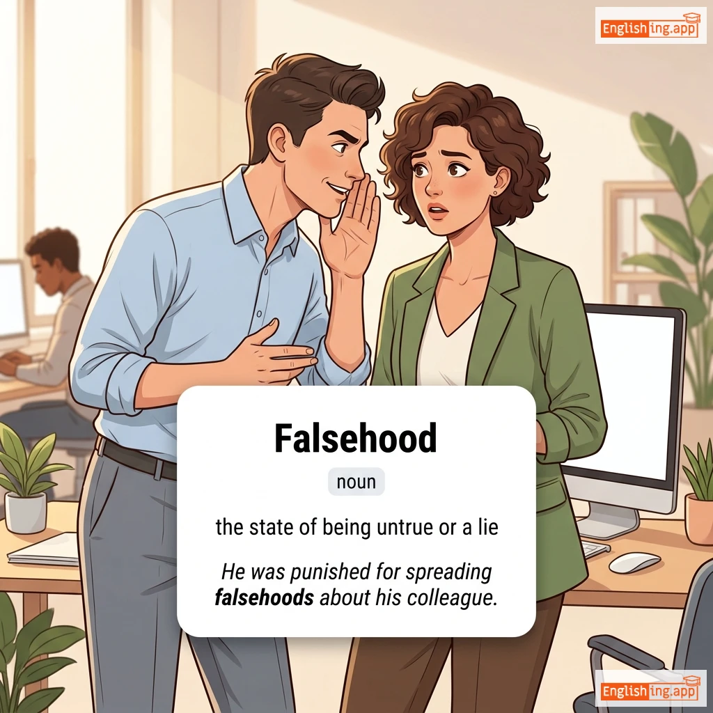 Falsehood definition card — visual illustration of the meaning