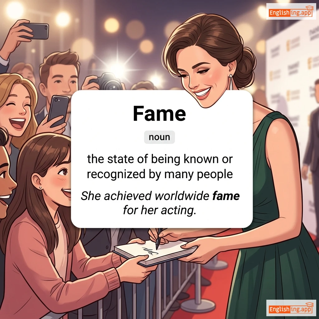 Fame definition card — visual illustration of the meaning