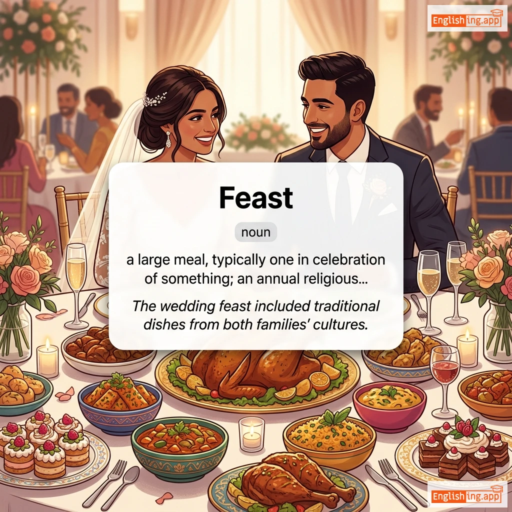 Feast definition card — visual illustration of the meaning