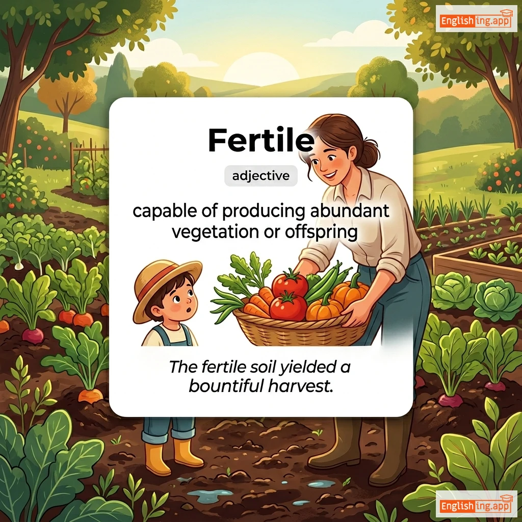 Fertile definition card — visual illustration of the meaning