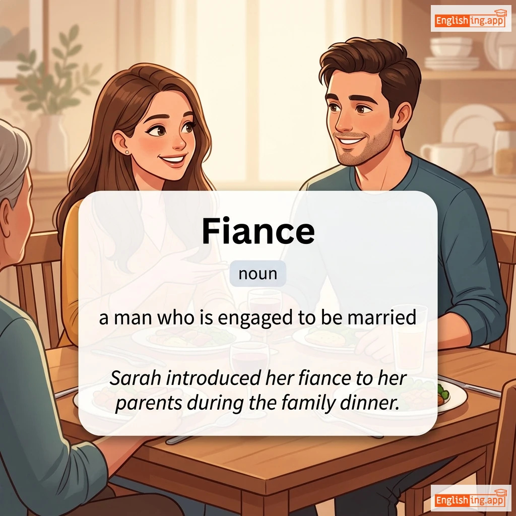 Fiance definition card — visual illustration of the meaning
