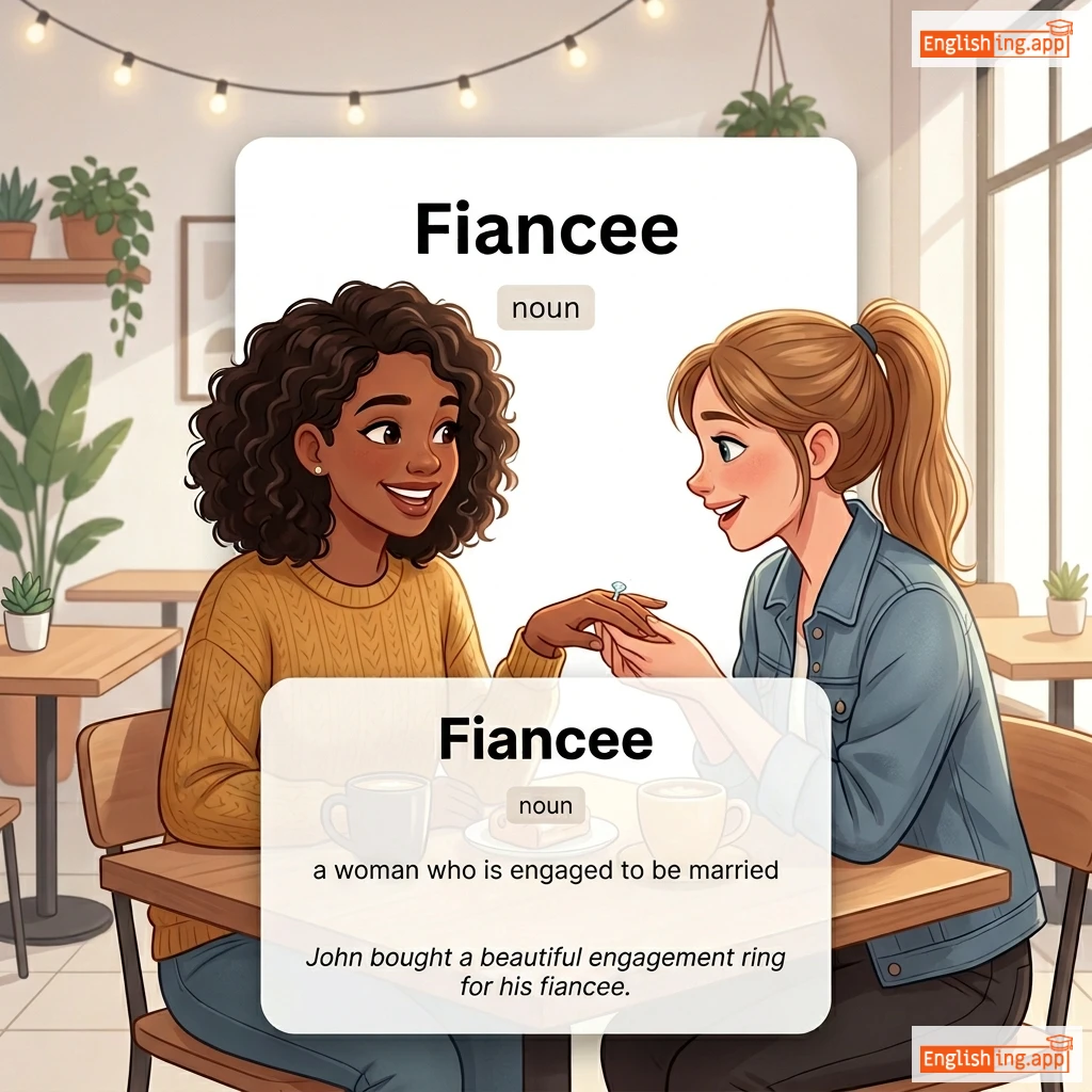 Fiancee definition card — visual illustration of the meaning