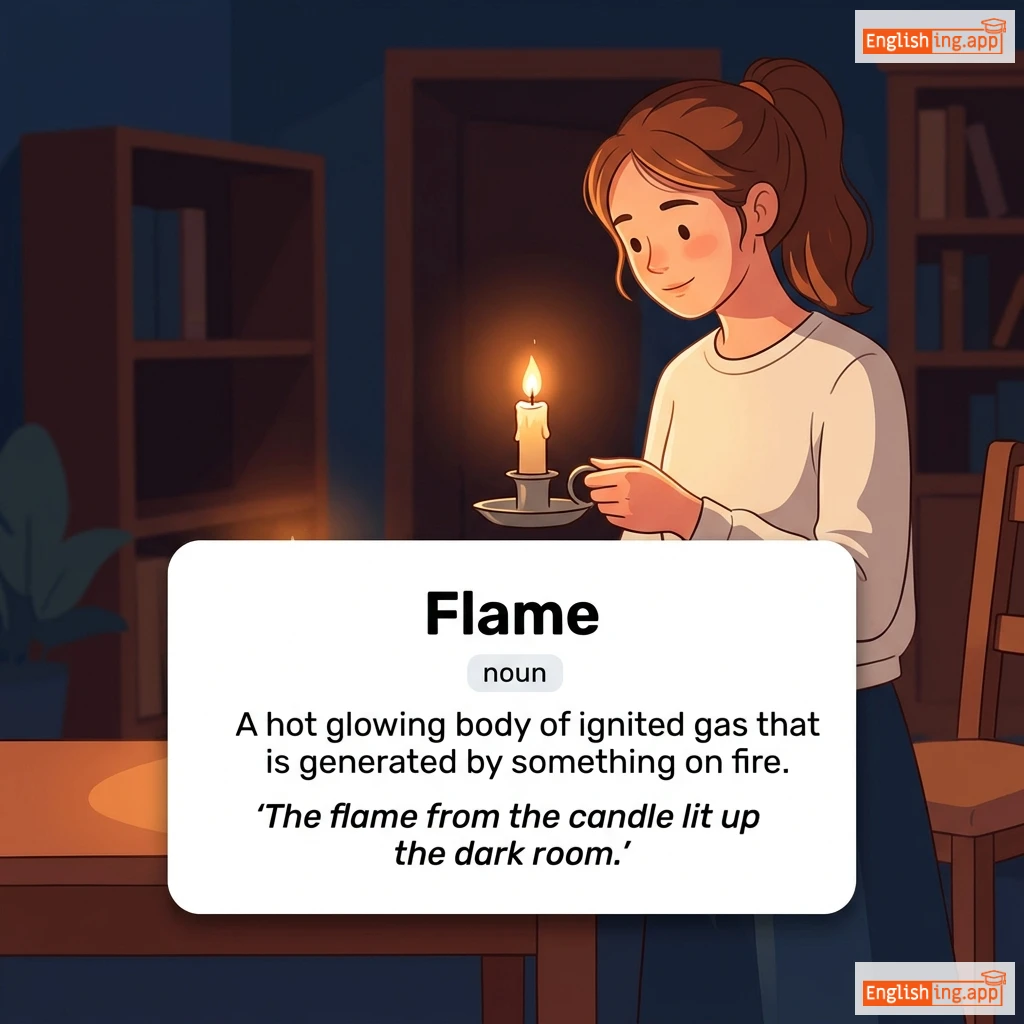 Flame definition card — visual illustration of the meaning