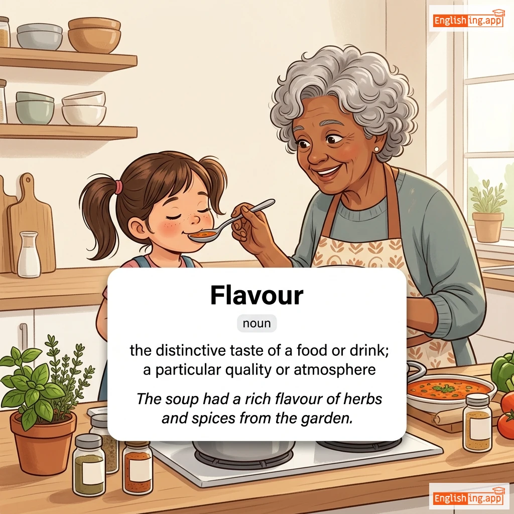Flavour definition card — visual illustration of the meaning