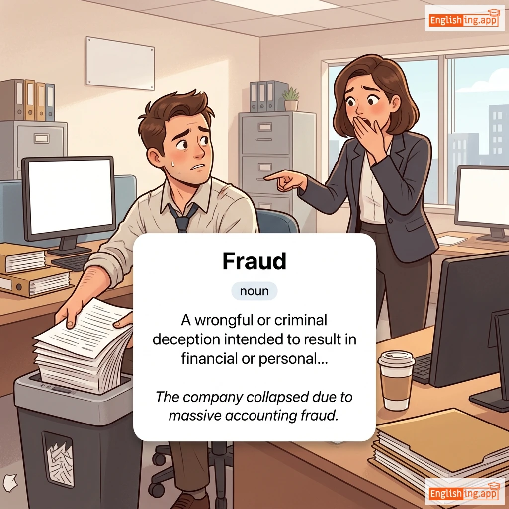 Fraud definition card — visual illustration of the meaning