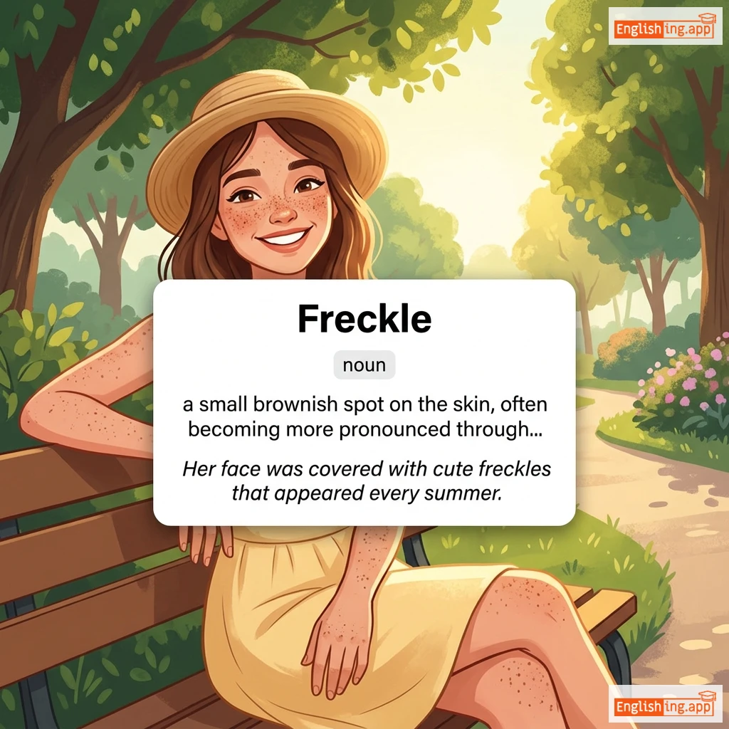 Freckle definition card — visual illustration of the meaning
