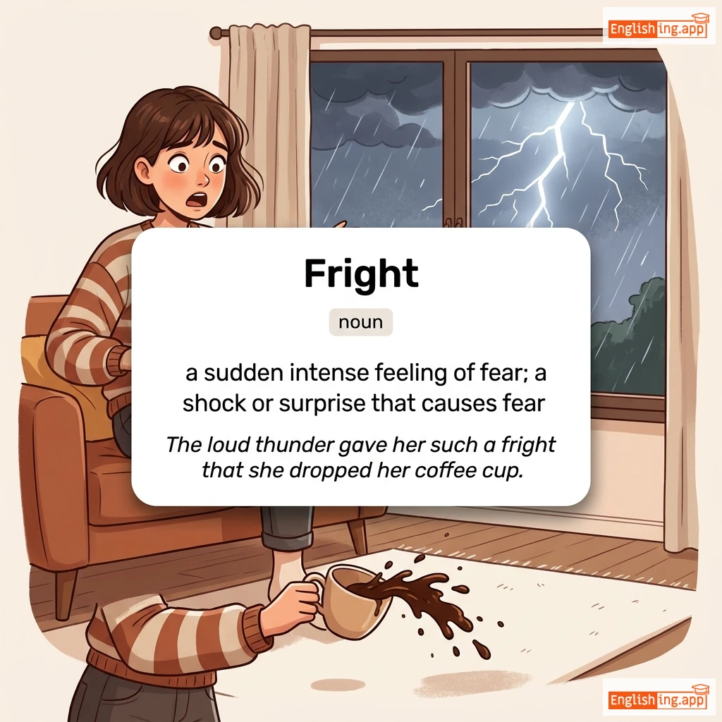 Fright definition card — visual illustration of the meaning