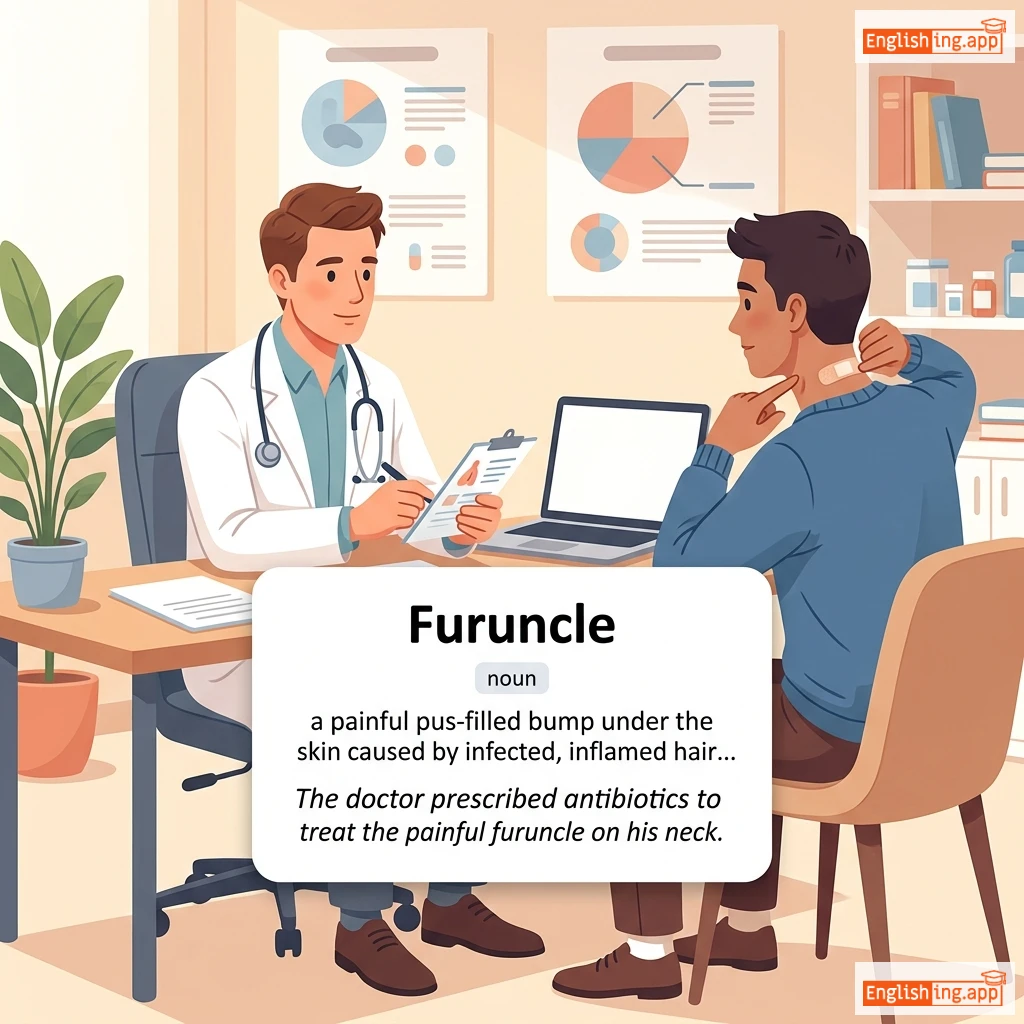 Furuncle definition card — visual illustration of the meaning