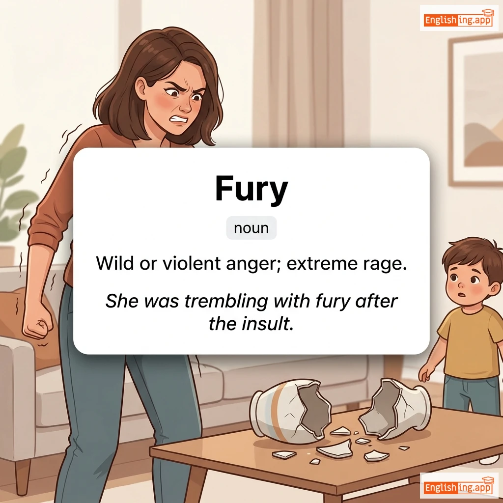Fury definition card — visual illustration of the meaning