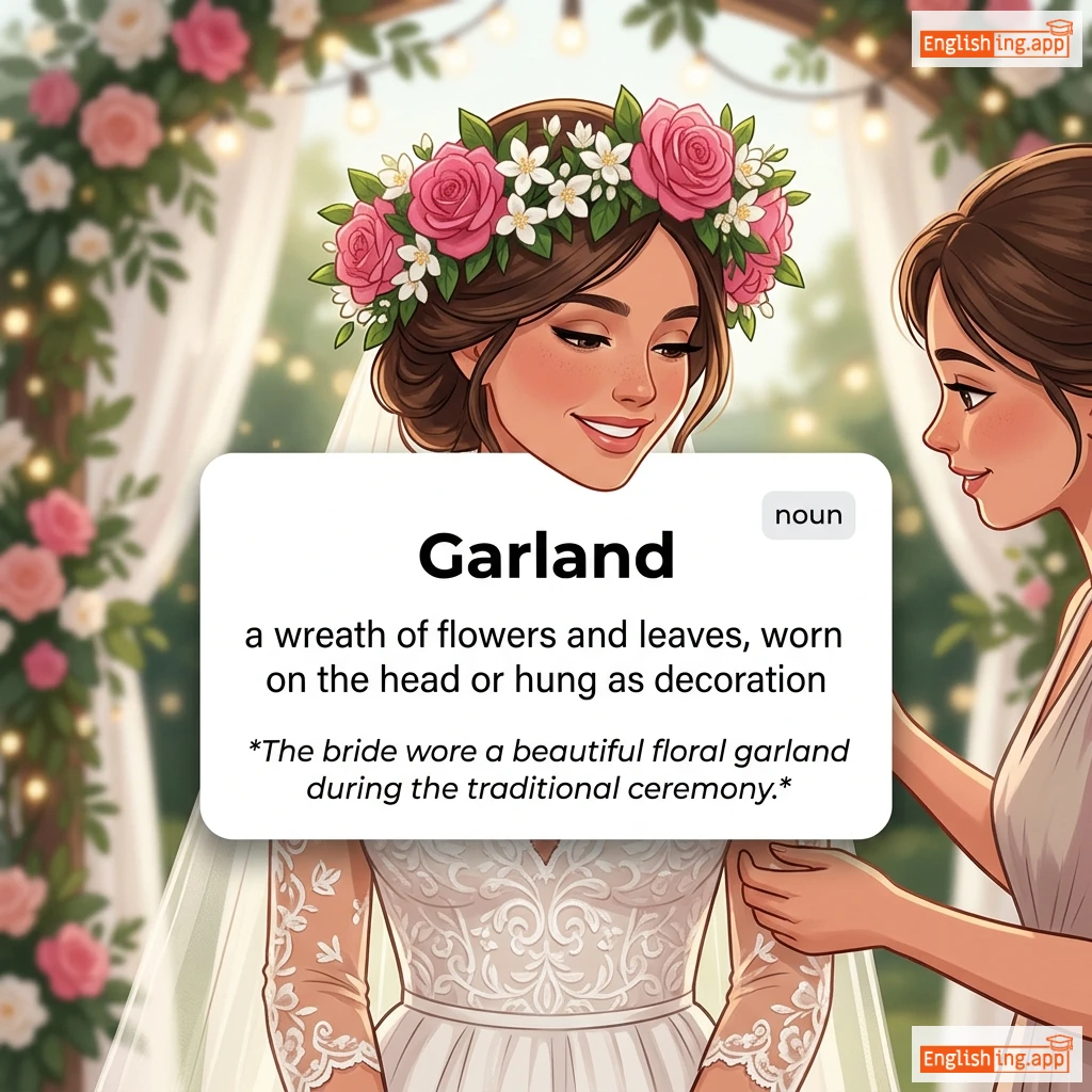 Garland definition card — visual illustration of the meaning