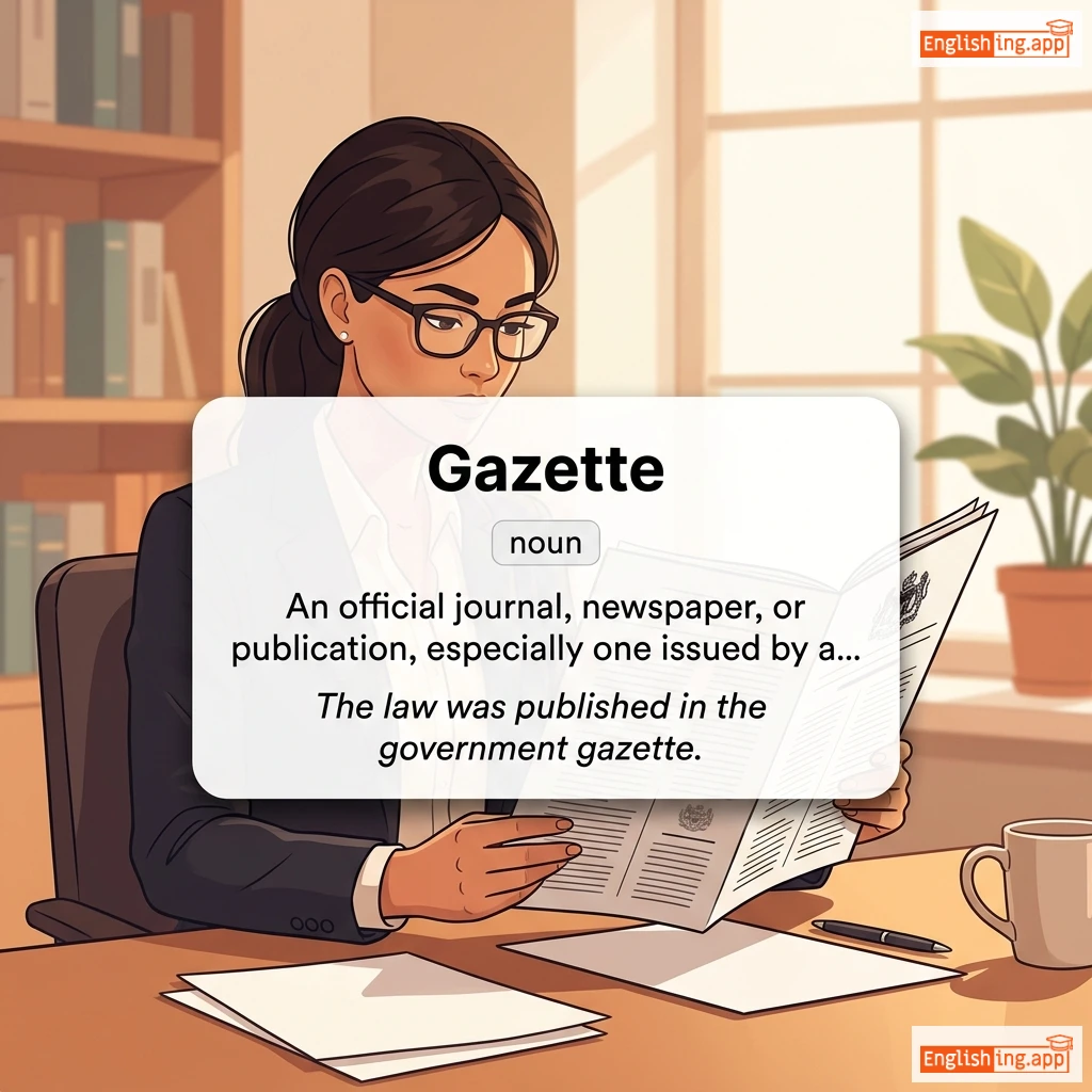 Gazette definition card — visual illustration of the meaning