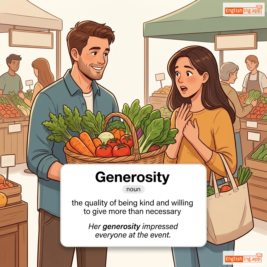 Generosity definition card — visual illustration of the meaning