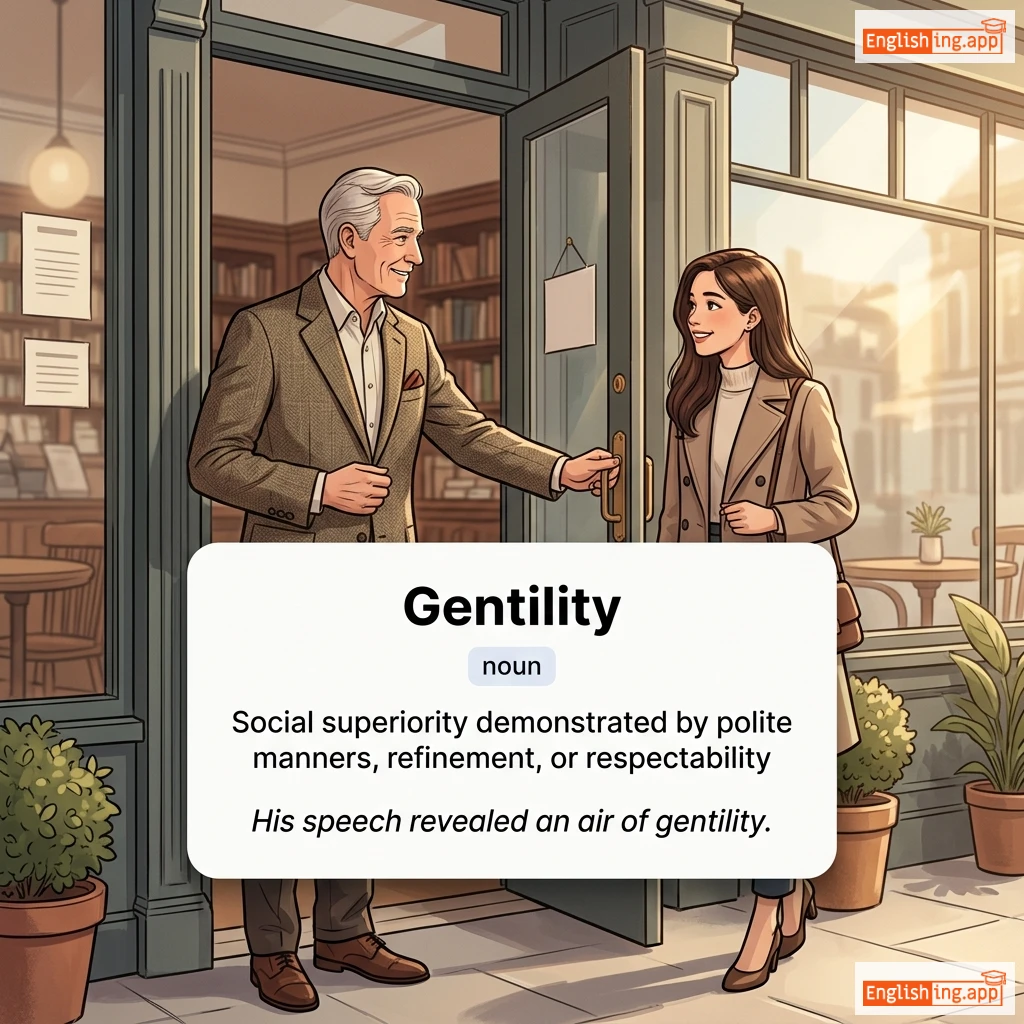 Gentility definition card — visual illustration of the meaning