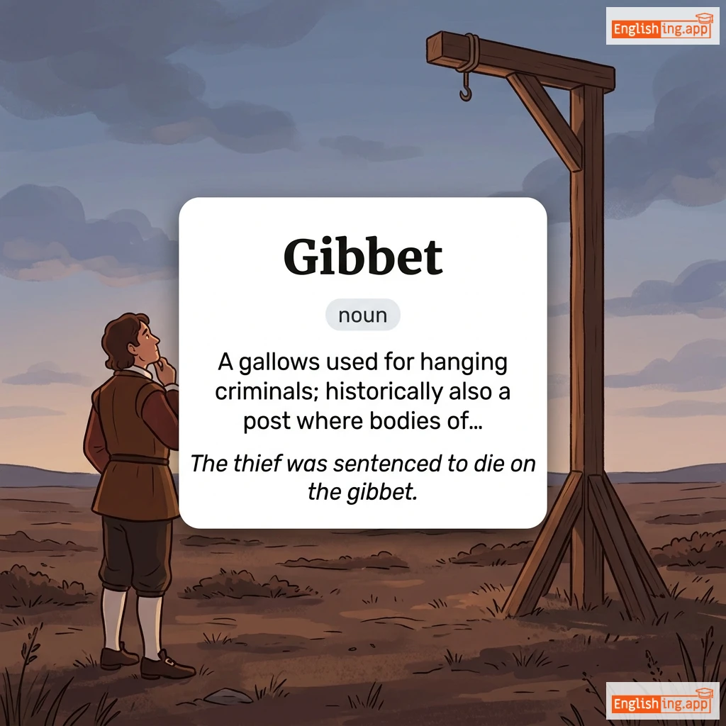 Gibbet definition card — visual illustration of the meaning