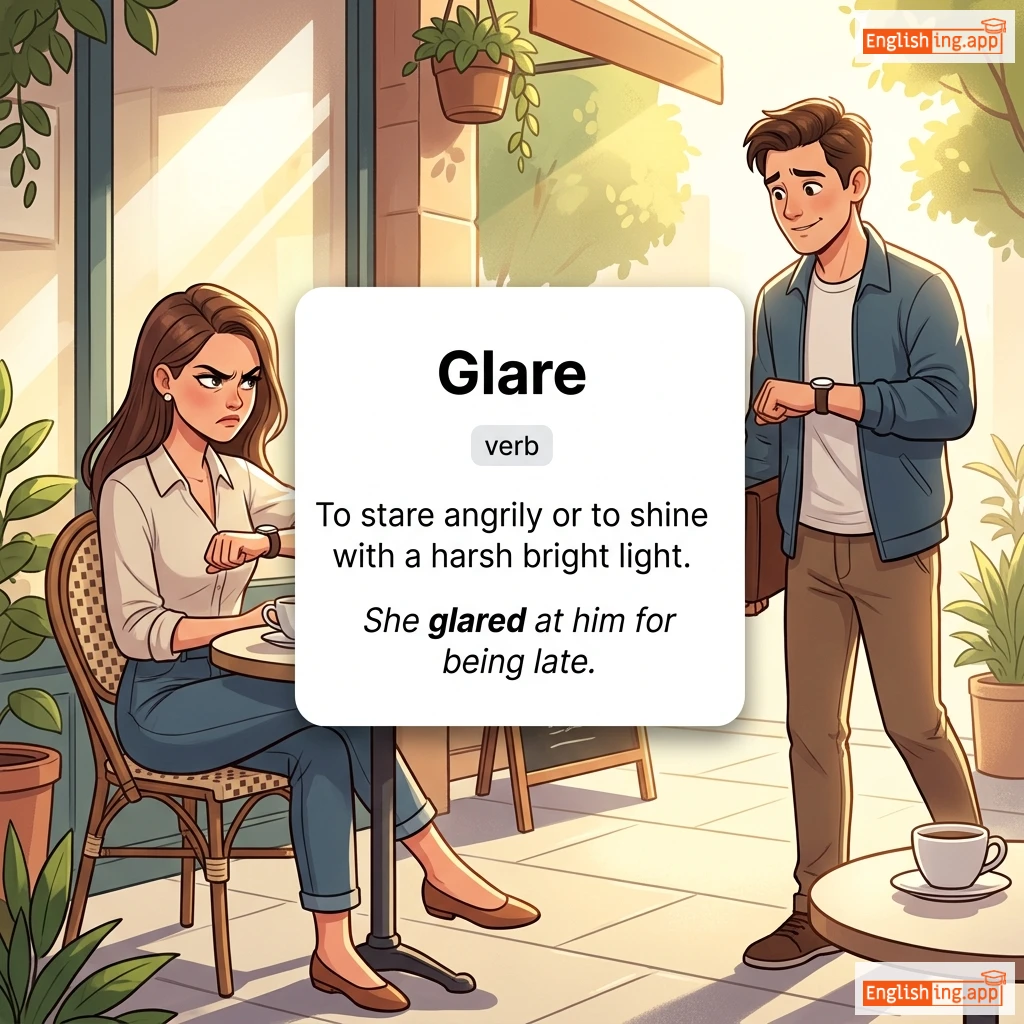 Glare definition card — visual illustration of the meaning