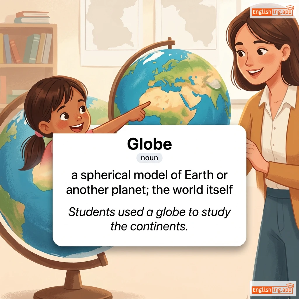 Globe definition card — visual illustration of the meaning