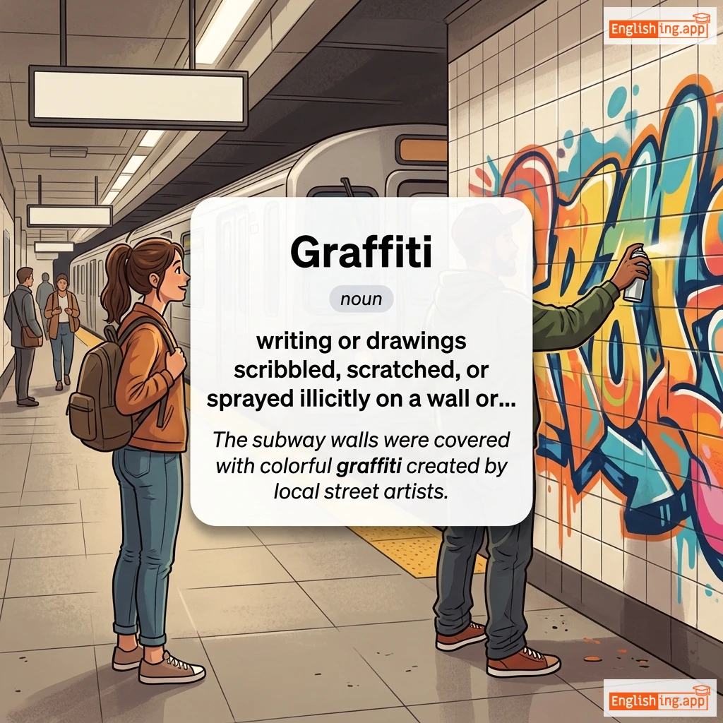 Graffiti definition card — visual illustration of the meaning