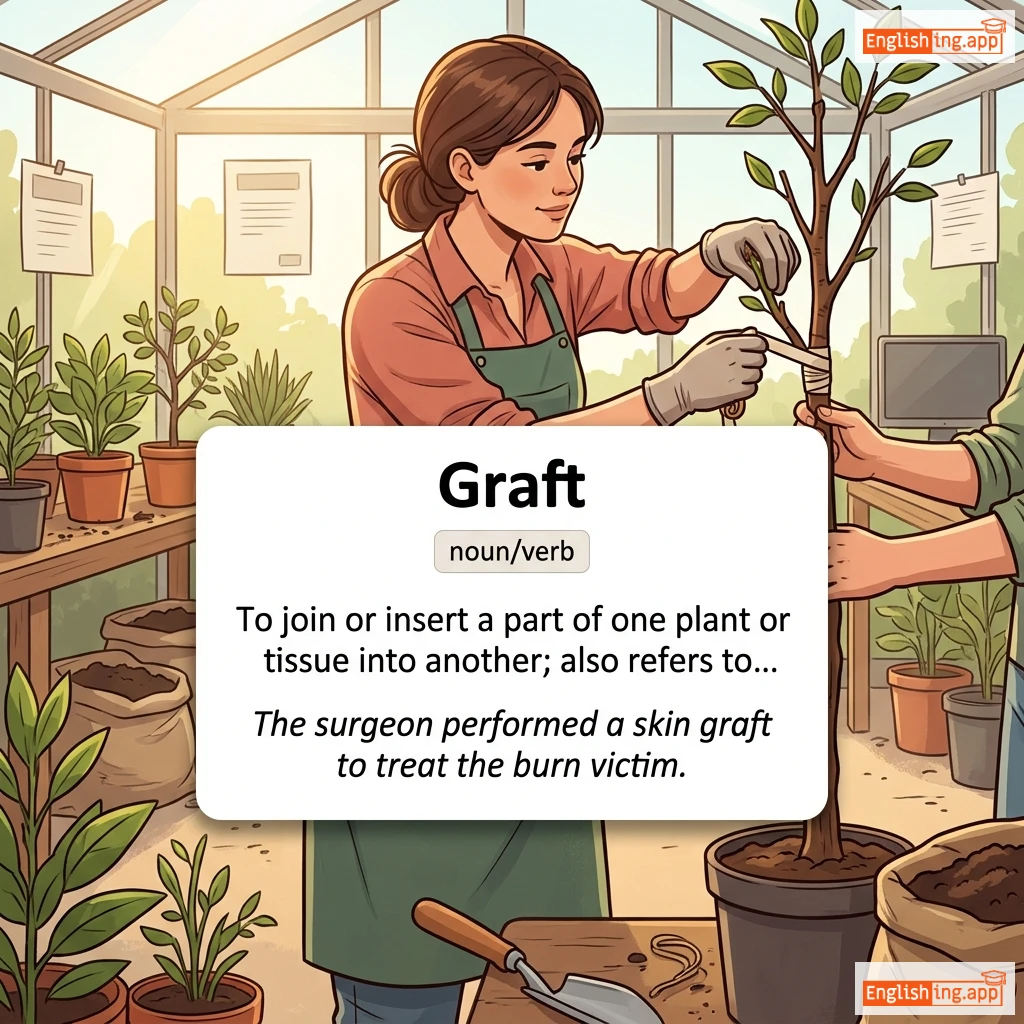 Graft definition card — visual illustration of the meaning