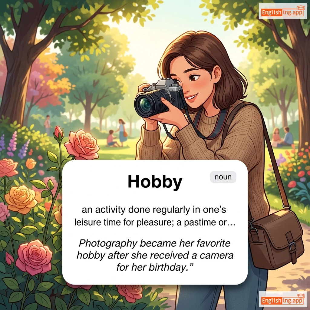 Hobby definition card — visual illustration of the meaning