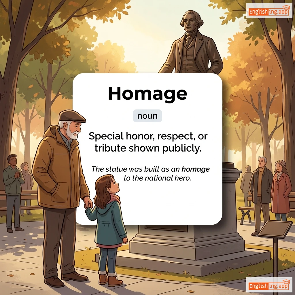 Homage definition card — visual illustration of the meaning
