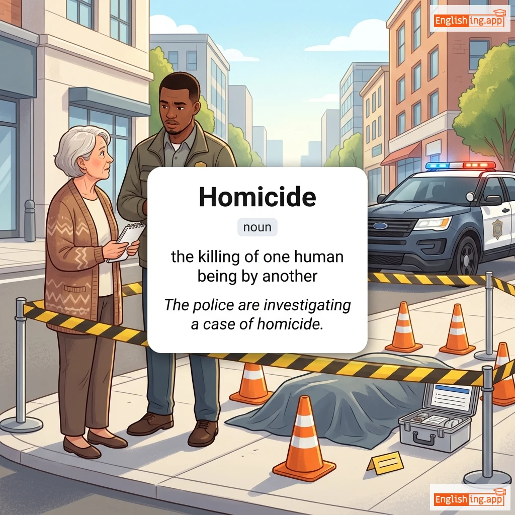 Homicide definition card — visual illustration of the meaning
