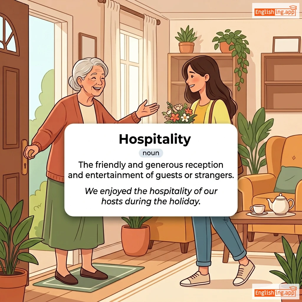 Hospitality definition card — visual illustration of the meaning