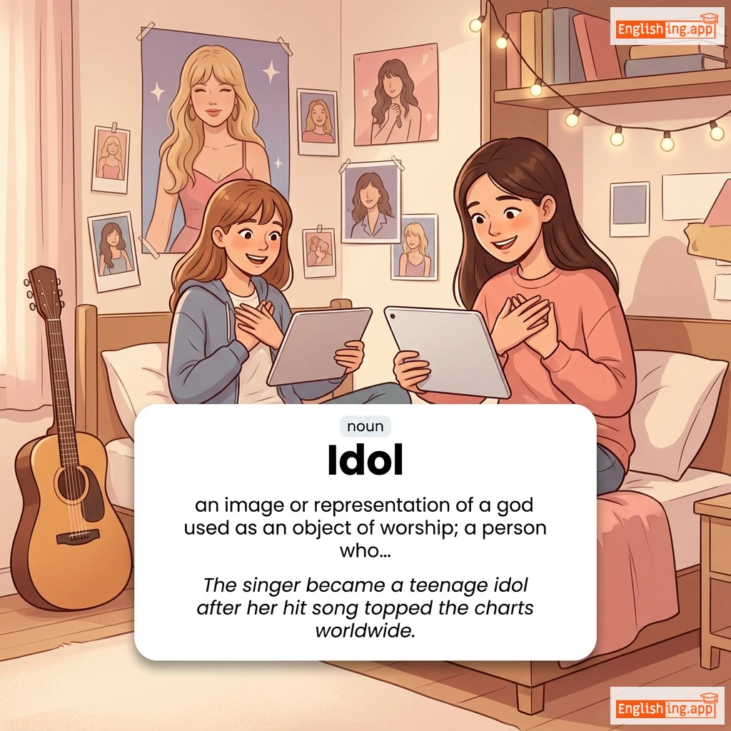 Idol definition card — visual illustration of the meaning