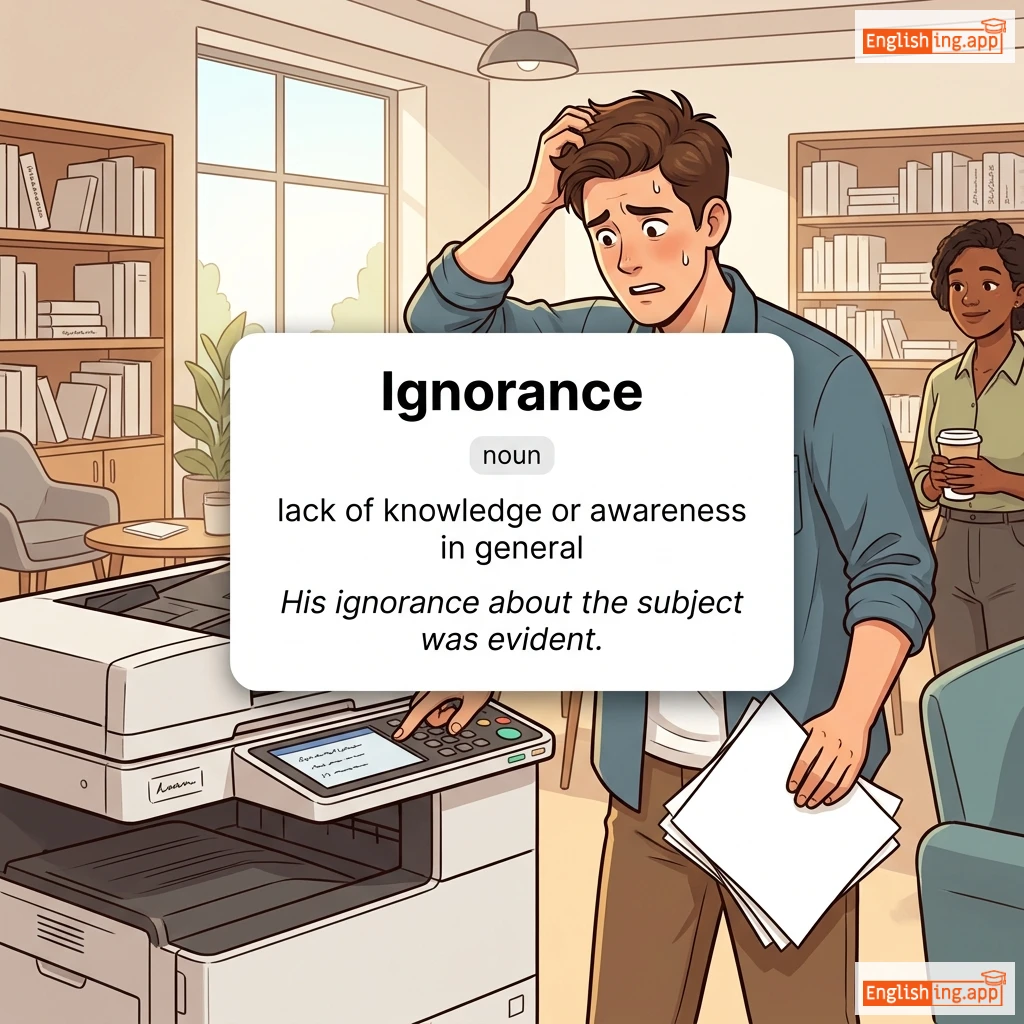 Ignorance definition card — visual illustration of the meaning