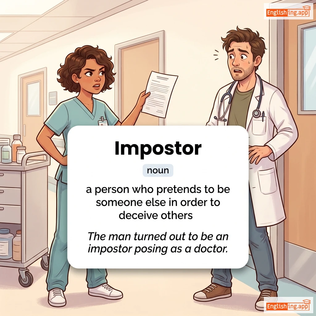 Impostor definition card — visual illustration of the meaning
