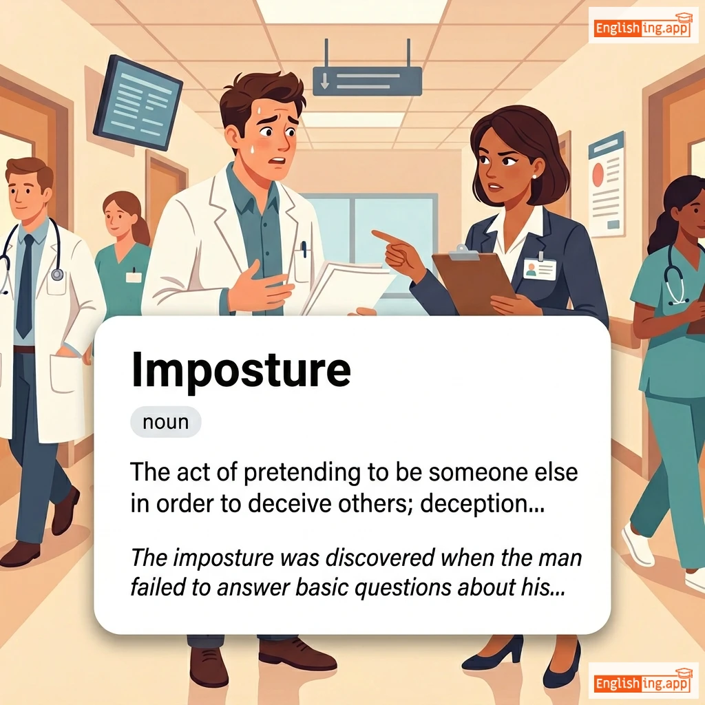 Imposture definition card — visual illustration of the meaning