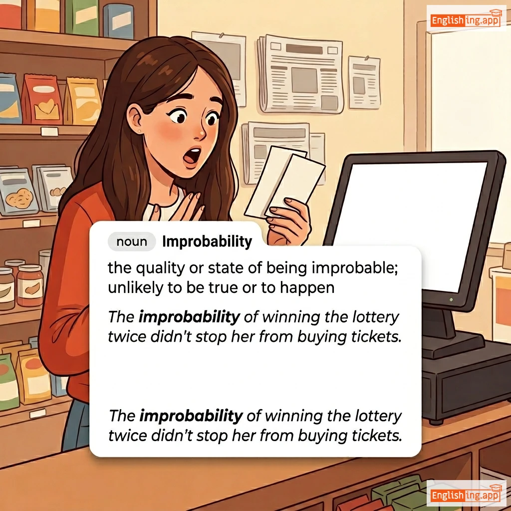 Improbability definition card — visual illustration of the meaning