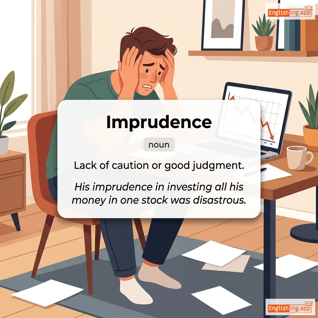 Imprudence definition card — visual illustration of the meaning