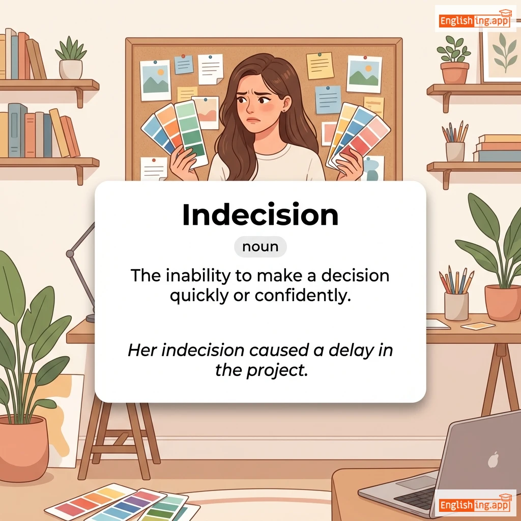 Indecision definition card — visual illustration of the meaning