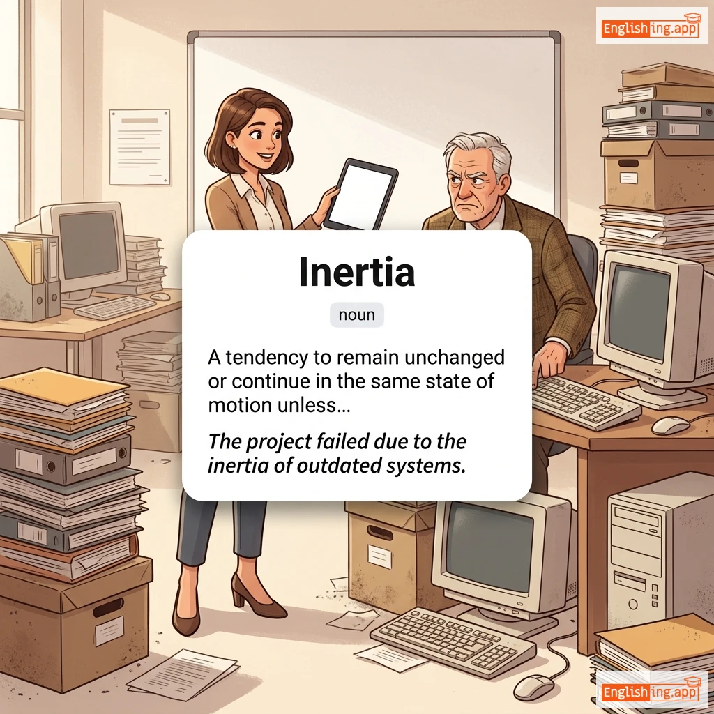 Inertia definition card — visual illustration of the meaning