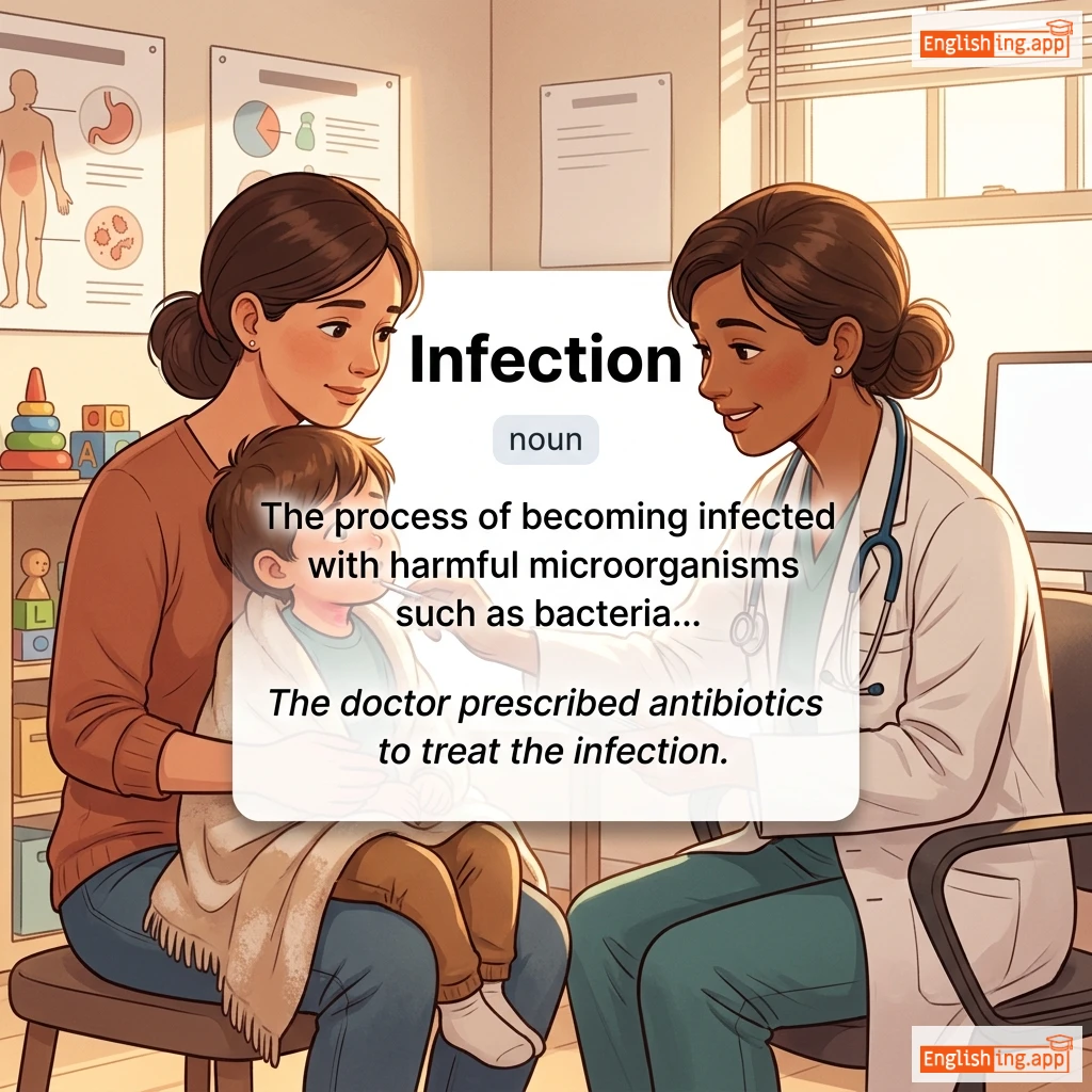 Infection definition card — visual illustration of the meaning