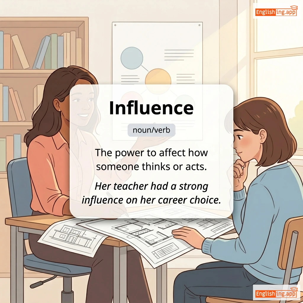 Influence definition card — visual illustration of the meaning