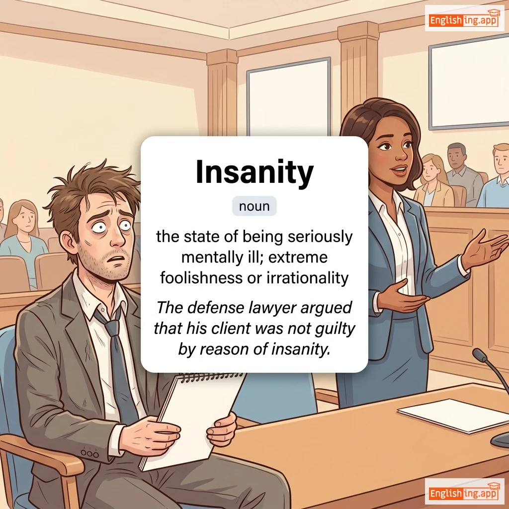 Insanity definition card — visual illustration of the meaning