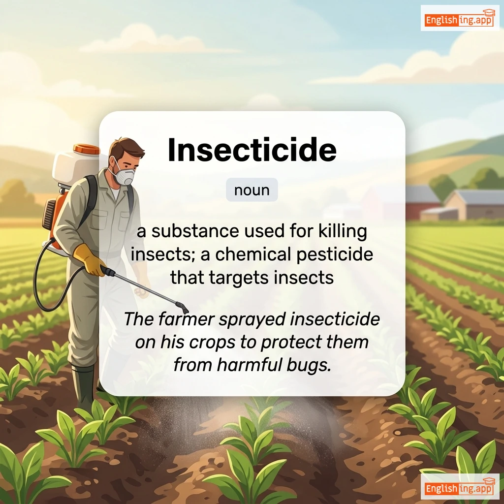 Insecticide definition card — visual illustration of the meaning