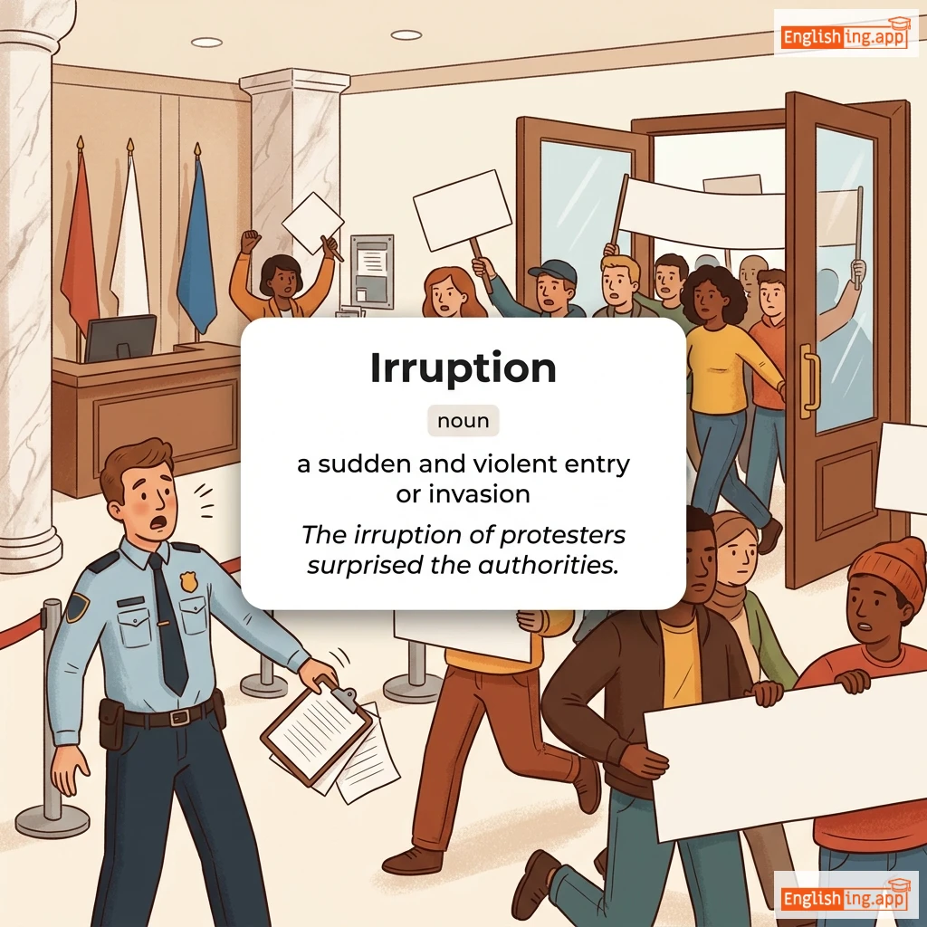 Irruption definition card — visual illustration of the meaning