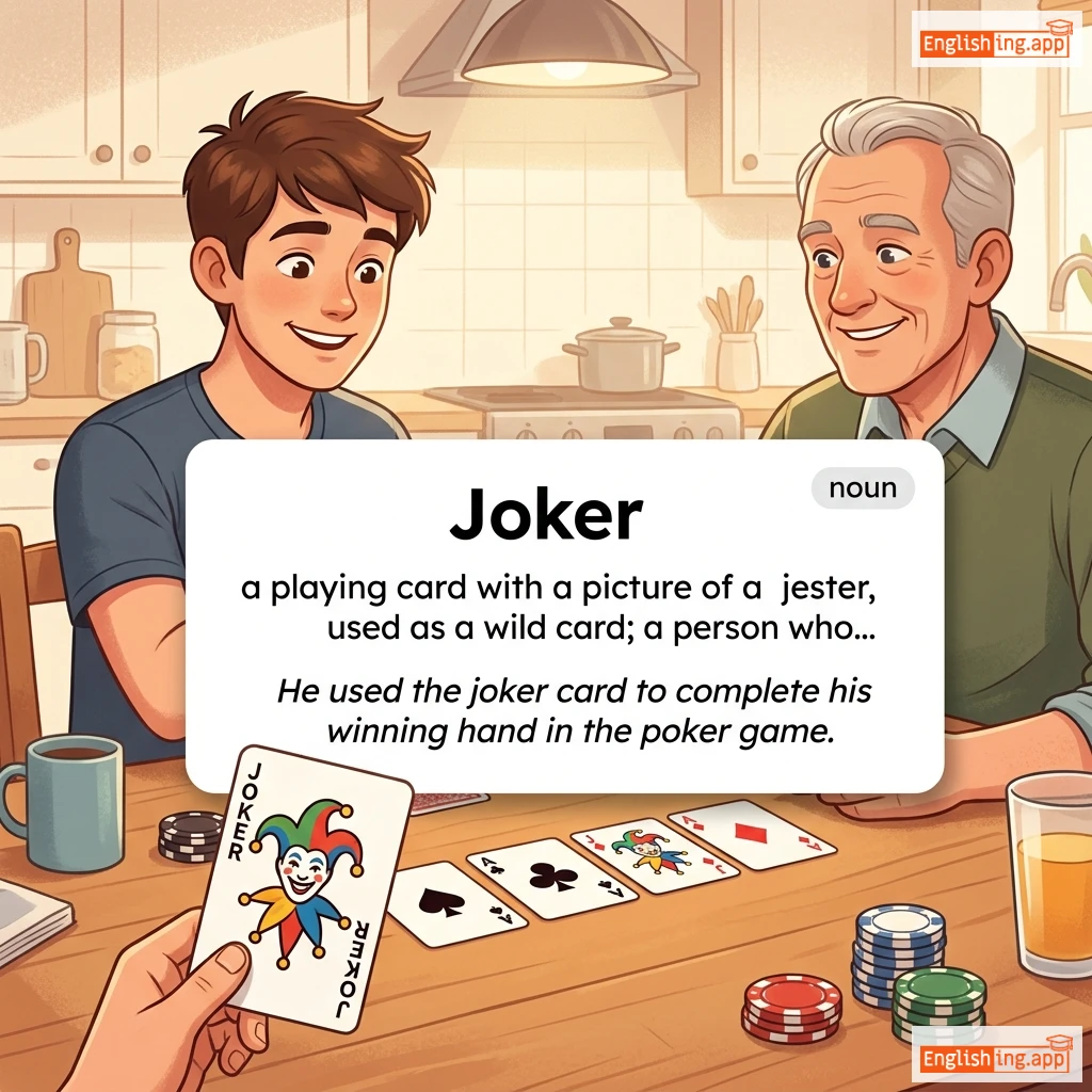 Joker definition card — visual illustration of the meaning