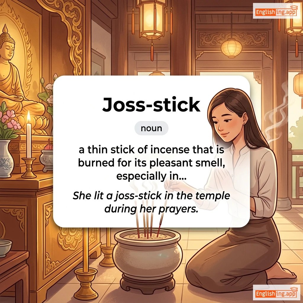 Joss-stick definition card — visual illustration of the meaning